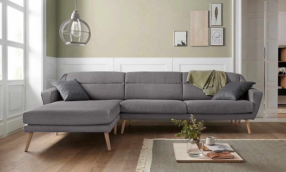OTTO home Ecksofa "Bille L-Form" mit Naht im Rückenkissen und Beinen aus Ei günstig online kaufen