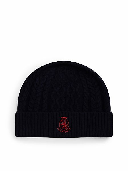 Tommy Hilfiger Beanie "TH CREST KNIT" Zopfstrickmuster, mit TH-Wappen günstig online kaufen