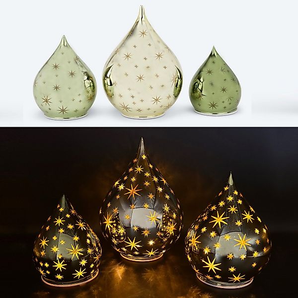 Online-Fuchs LED Dekoobjekt 3 Glastropfen mit günstig online kaufen