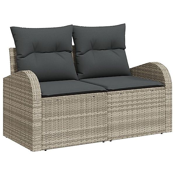 vidaXL Loungesofa 2-Sitzer Garten Sofa mit Kissen Hellgrau Poly Rattan, 1 T günstig online kaufen