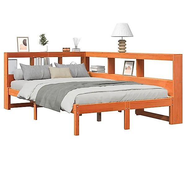 vidaXL Massivholzbett mit Regal ohne Matratze Wachsbraun 120x190 cm 3324337 günstig online kaufen