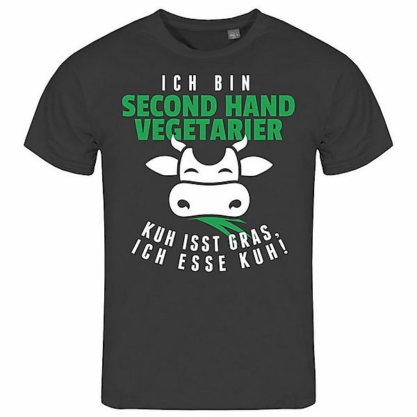 deinshirt Print-Shirt Herren T-Shirt Second Hand Vegetarier Kuh isst Gras i günstig online kaufen