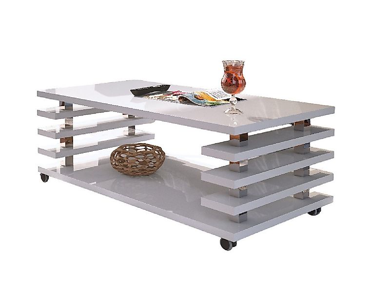 designimpex Couchtisch Carl Svensson DC-3 Wohnzimmertisch Tisch mit Rollen günstig online kaufen