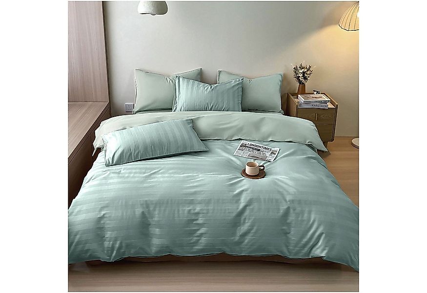 KEAYOO Bettwäsche Satin Streifen, 2 teilig, 100% Baumwolle mit Reißverschlu günstig online kaufen