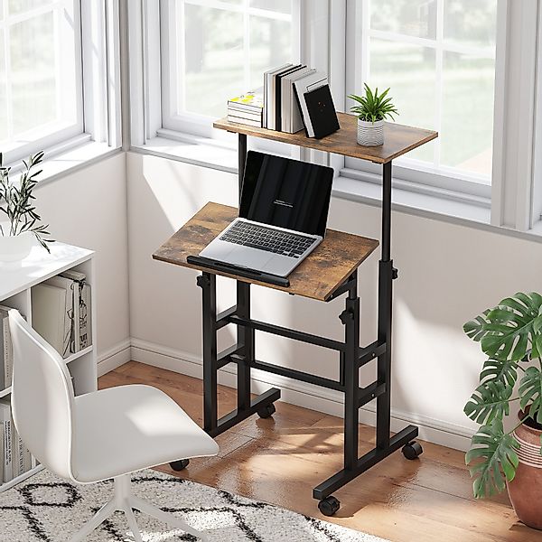 HOMCOM Schreibtisch 2-stufige Arbeitsfläche (Laptoptisch, 1-St., günstig online kaufen