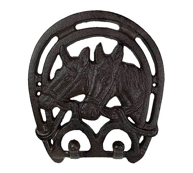 Wandgarderobe 2 Pferde Hufeisen Vintage-Stil Gusseisen Braun Antik-Stil günstig online kaufen