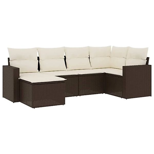 vidaXL 6-Tlg Garten-Sofagarnitur mit Kissen Braun Poly Rattan 3251600 günstig online kaufen