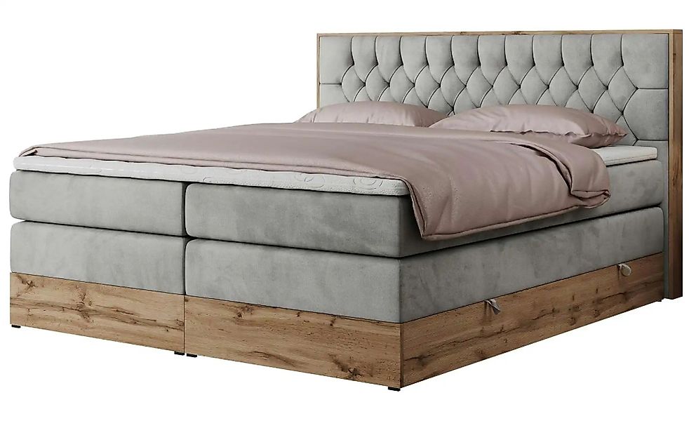 Boxspringbett mit Bettkasten Amore King ¦ grau ¦ Maße (cm): B: 168 H: 115 B günstig online kaufen