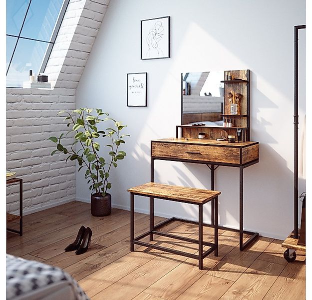 Vicco Sitzbank Fyrk, Eiche rustikal/Schwarz, 60 cm für Schminktisch (1-St) günstig online kaufen