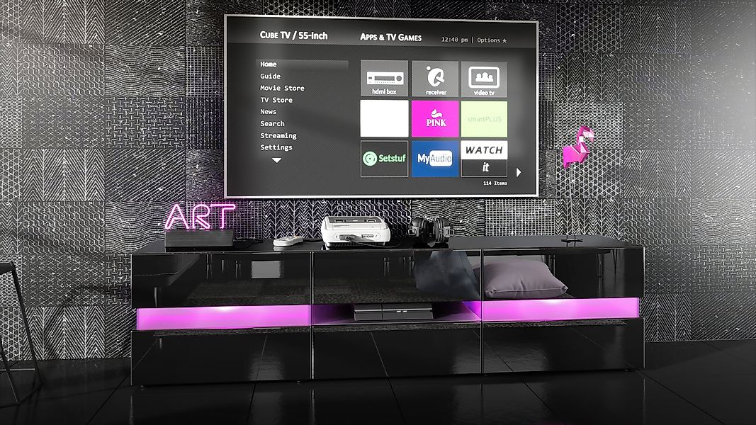 Vladon Lowboard Flow (TV-Kommode mit Ambient günstig online kaufen