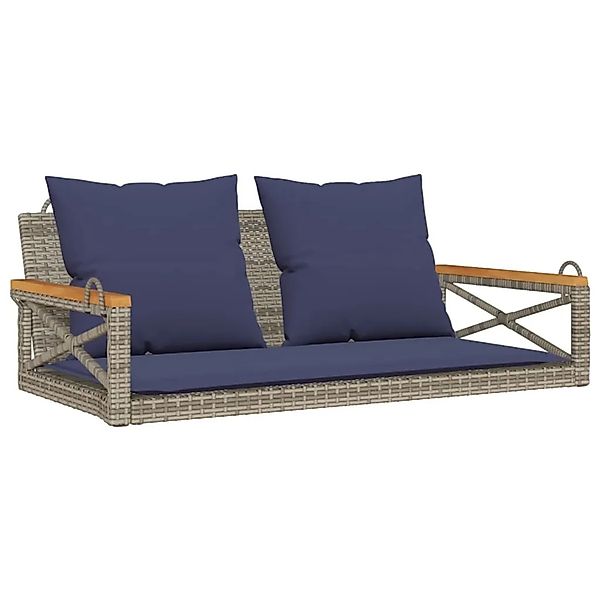 vidaXL Hängebank mit Kissen Grau 109x62x40 cm Poly Rattan 368159 günstig online kaufen