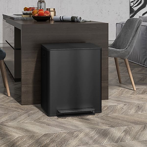 HOMCOM Mülleimer 2x25L Treteimer Edelstahl mit Deckel & Fußpedal, Kosmetike günstig online kaufen