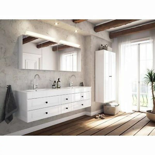 Lomadox Badezimmer Möbel Set weiß Hochglanz im Landhaus Stil COLOMA-02 inkl günstig online kaufen