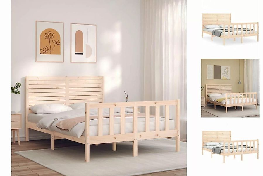vidaXL Bettgestell Massivholzbett mit Kopfteil 140x200 cm Bett Bettgestell günstig online kaufen