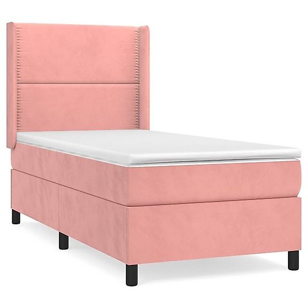 vidaXL Boxspringbett Boxspringbett mit Matratze Rosa 100x200 cm Samt Bett B günstig online kaufen