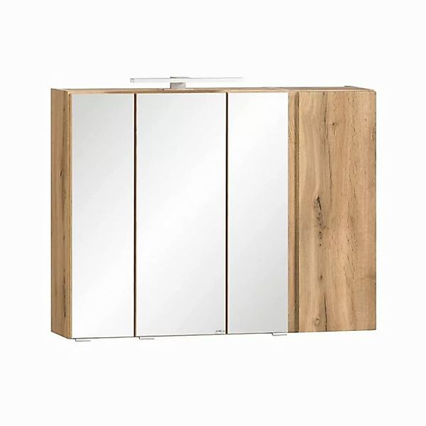 Lomadox Spiegelschrank VASTO-03-WHITE Wotan Eiche Nb. mit weiß matt 85/64/2 günstig online kaufen