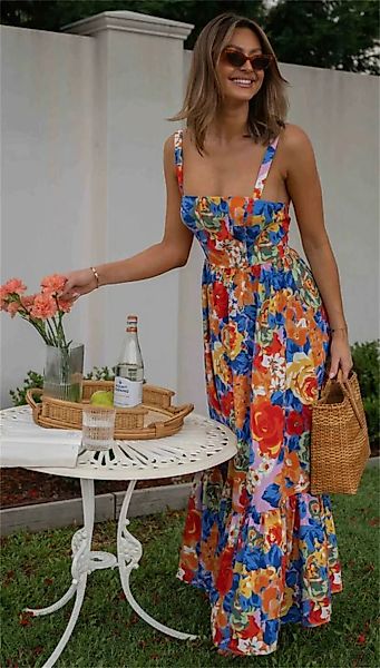 RUZU UG Dirndl Sexy Strapskleid Sommerrock Strandkleid Temperamentdruck hoh günstig online kaufen