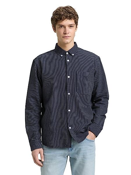 TOM TAILOR Denim Langarmhemd gestreift, mit Button-down-Kragen günstig online kaufen