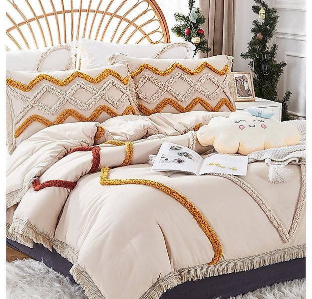 wohnTRAUM24 Bettwäsche Boho Bettwäsche 135X200cm,200x200cm Getuftet Sticker günstig online kaufen