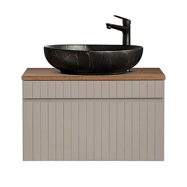 Waschtischunterschrank 80 cm Kaschmir Waschbecken schwarz marmoriert IRAKLI günstig online kaufen