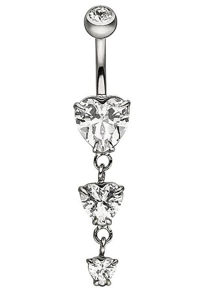 JOBO Bauchnabelpiercing Herzen, Edelstahl mit 4 Zirkonia günstig online kaufen