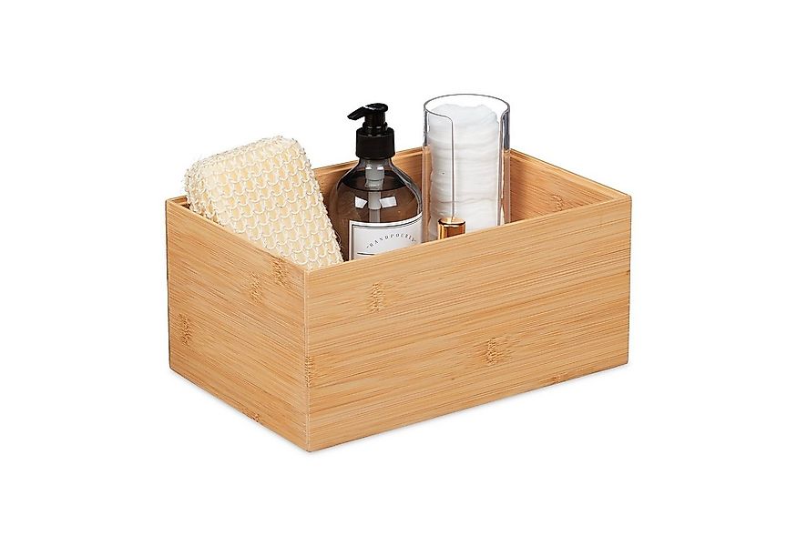 relaxdays Aufbewahrungsbox Aufbewahrungskiste Bambus stapelbar, M günstig online kaufen