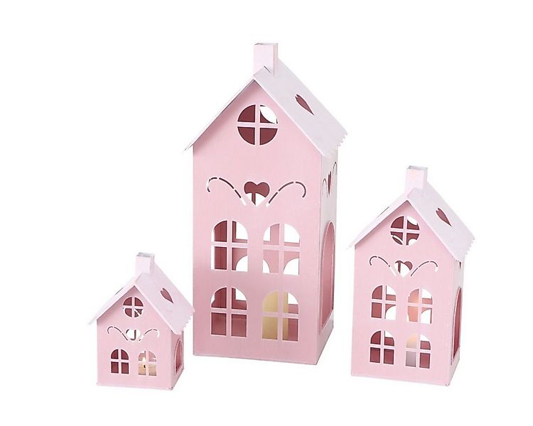 Spetebo Kerzenlaterne Laterne KUFSTEIN 3er Set 40 / 26 / 17 cm - rosa (Set, günstig online kaufen