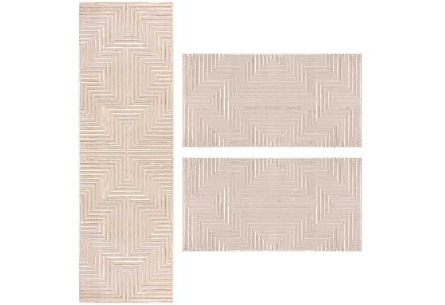 Villa Möbel Hochflor-Bettumrandung Geometrisch Design, Höhe 12 mm, (3-tlg), günstig online kaufen