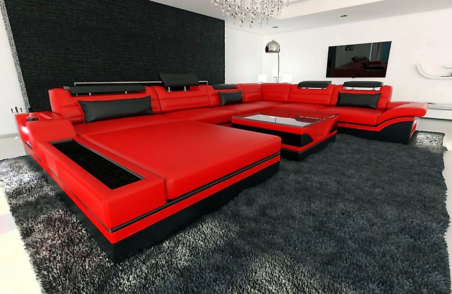 Sofa Dreams Wohnlandschaft Sofa Leder Couch Mezzo XXL U Form Ledersofa, Cou günstig online kaufen