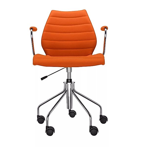 Kartell - Maui Soft Bürostuhl mit Armlehnen - orange/Stoff Trevira /höhenve günstig online kaufen