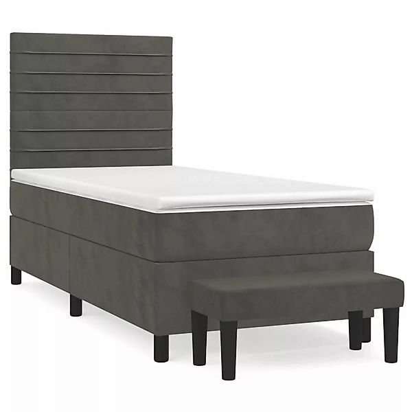 vidaXL Boxspringbett mit Matratze Dunkelgrau 80x200 cm Samt1367898 günstig online kaufen
