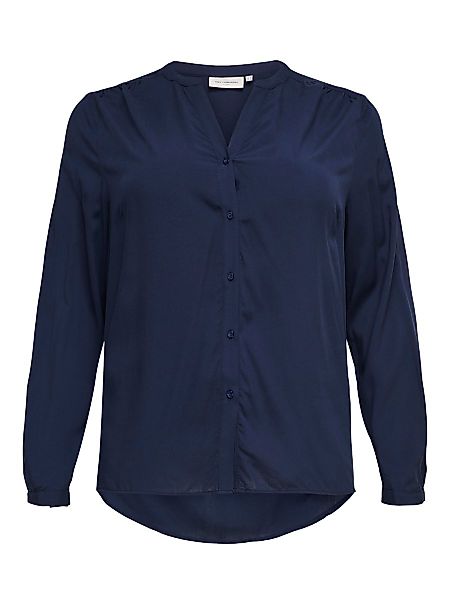 ONLY Curvy V-ausschnitt Hemd Damen Blau günstig online kaufen