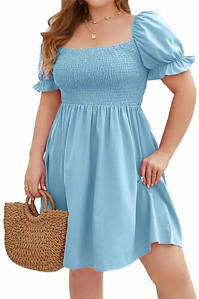 ENIX Sommerkleid Damen Sommerkleider A-Linien-Kleider Bubble Sleeve Shrink günstig online kaufen