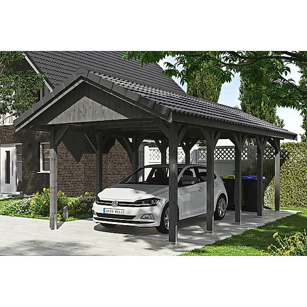 Satteldach-Carport Wallgau Schiefergrau 380 x 750 cm Dachlattung günstig online kaufen
