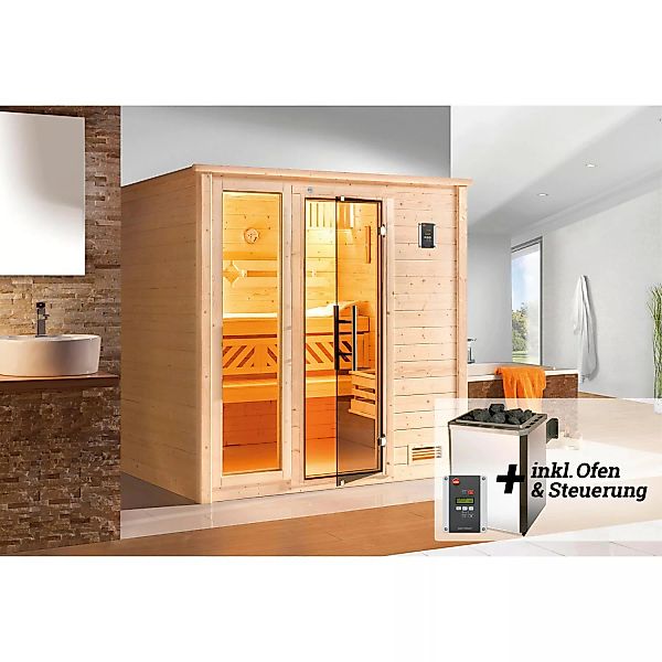 Weka Premium Massivholz-Sauna Bergen 2 Sparset 7,5 kW OS digi. Steuerung günstig online kaufen