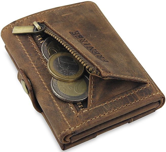 Frentree Mini Geldbörse Herren echtem Leder Slim Wallet mit Münzfach & RFID günstig online kaufen