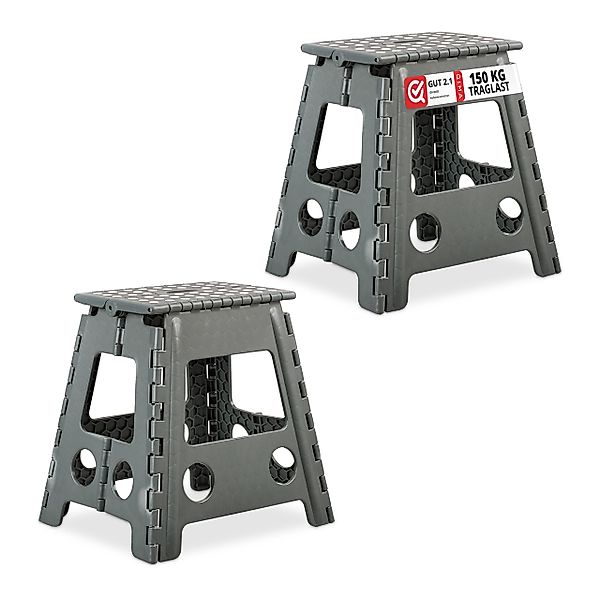 relaxdays Sitzhocker Klapphocker faltbar XL hellgrau günstig online kaufen