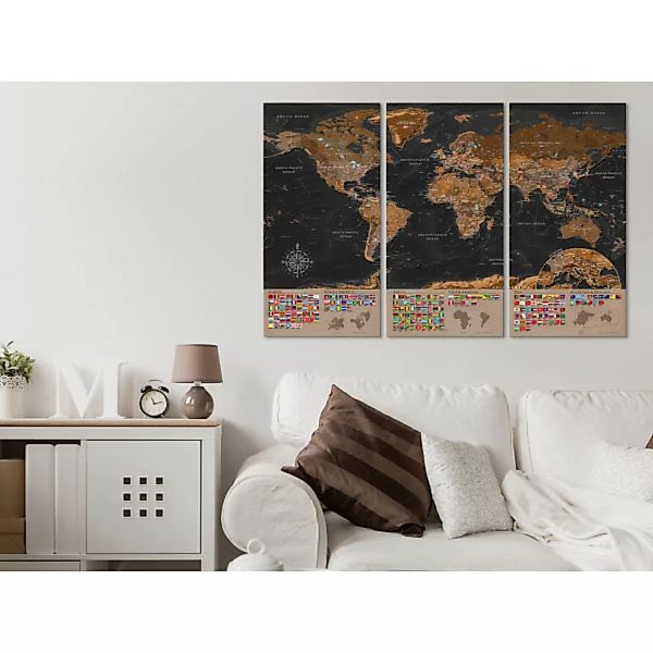 Leinwandbild World: Brown Map II XXL günstig online kaufen