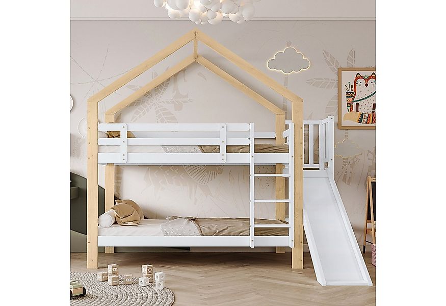 Flieks Etagenbett, Kinderbett mit Rutsche und dreistufiger rechtwinkliger L günstig online kaufen