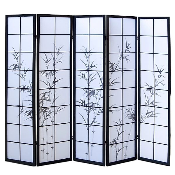 Homestyle4u 5-tlg. Paravent in Schwarz 220x179 cm 287 günstig online kaufen