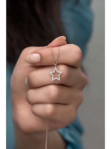 Nisan Ohrring-Set, Silber Halskette – Zirkonia Stern Anhänger, Roségold ver günstig online kaufen