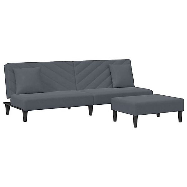 vidaXL Sofa 2-tlg. Sofagarnitur mit Kissen Dunkelgrau Samt günstig online kaufen