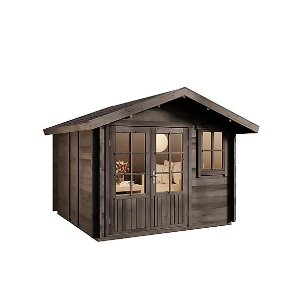 Alpholz Gartenhaus Set Palermo Imprägniert Grau 331x331cm inkl. Dacheindeck günstig online kaufen