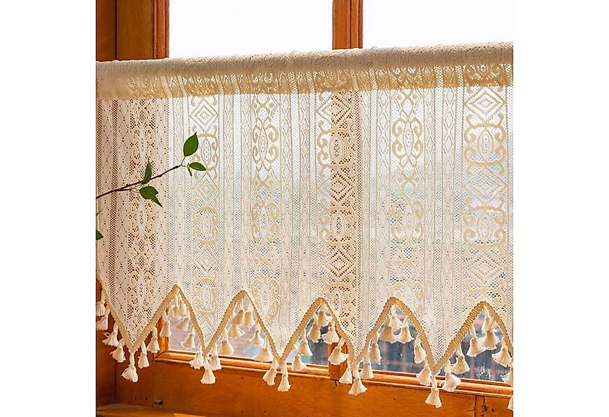 BTTO V&G Scheibengardine Kurze Scheibengardine mit Quasten,Vorhang (2 St), günstig online kaufen