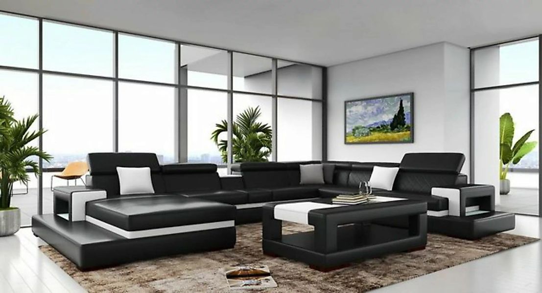 JVmoebel Ecksofa, Schwarze Ecksofa Leder Sofa Relax Funktion Couchen Big So günstig online kaufen