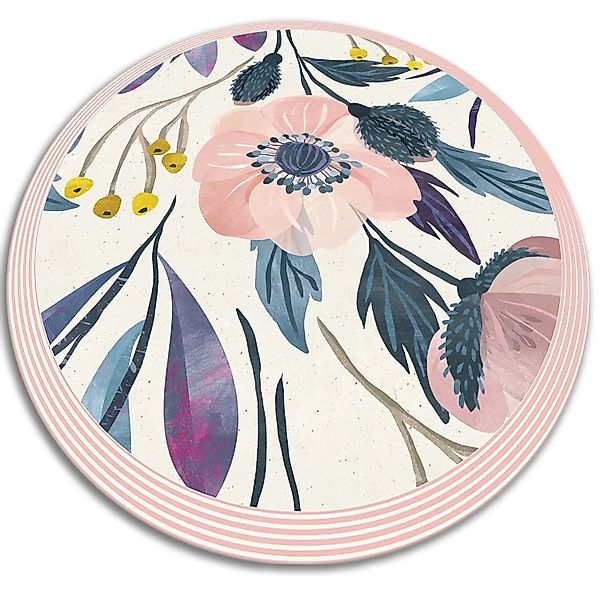 Tulup Teppich Blumen Vloerkleed Op Vinyl 50x50 cm Blau Vinyl Tapijt Vinyl T günstig online kaufen