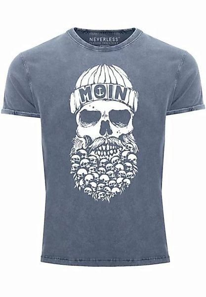 Neverless Print-Shirt Herren Vintage Shirt Totenkopf Nordisch Moin Hamburg günstig online kaufen