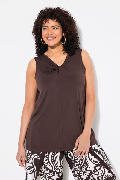 Ulla Popken Longtop Top drapiert V-Ausschnitt günstig online kaufen