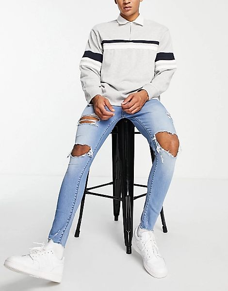 ASOS DESIGN – Hautenge Jeans in mittlerer Waschung mit Power-Stretch und gr günstig online kaufen