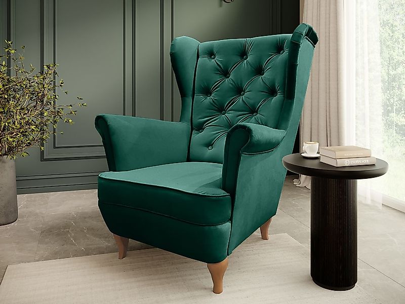 Beautysofa Ohrensessel Sessel FALCO Chesterfield Wohnzimmersessel günstig online kaufen
